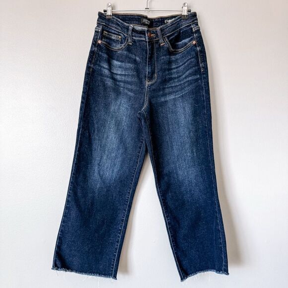 Judy Blue Dark Wash Wide Leg Crop Jean Size 7/28 - Picture 2 of 9